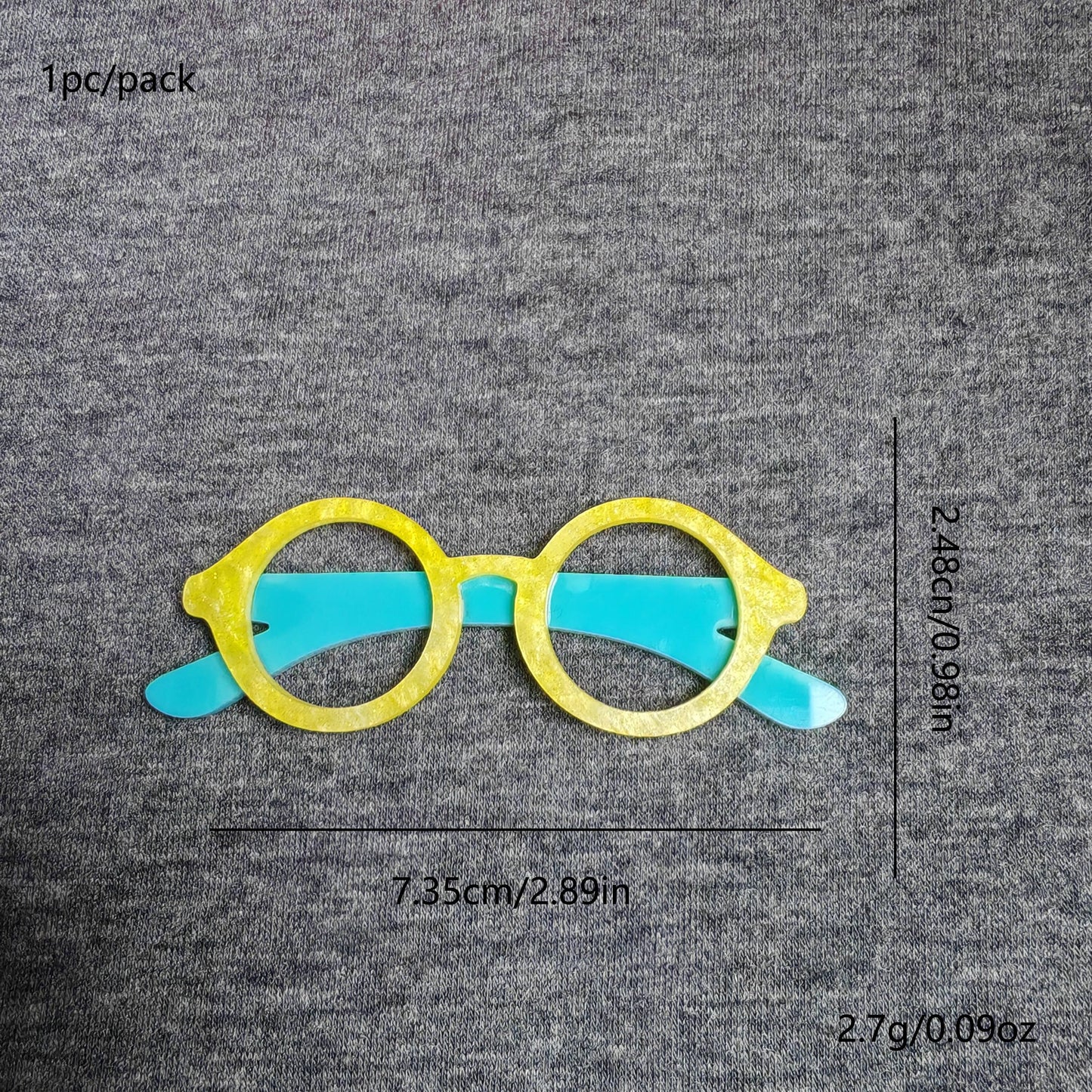 Vintage Cartoon Novelty Brooch: 1pc Yellow Acrylic Round Glasses Pin, Fashionable Irregular Shape, Perfect Accessory for Women's Clothing and Jewelry