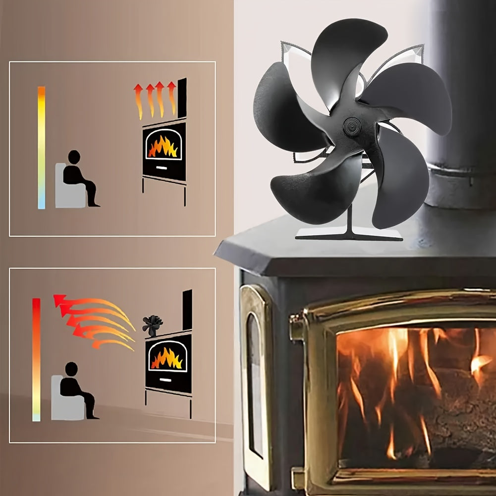 Enhance Heat Distribution for Wood, Gas, or Log Burning Stoves with 5 Standing Fan Blades - Electricity-Free Solution