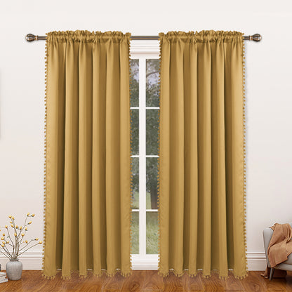 1 thermal insulated blackout curtain panel suitable for study, living room, and kitchen. This decorative curtain features a rod/pole pocket design for added privacy and energy efficiency.