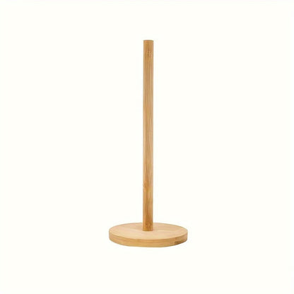 Stylish and durable bamboo paper towel holder with a sleek vertical design, perfect for any room in the house. Features a natural wooden base, making it a practical and beautiful addition to your home decor. Ideal for kitchen, bathroom, bedroom, and