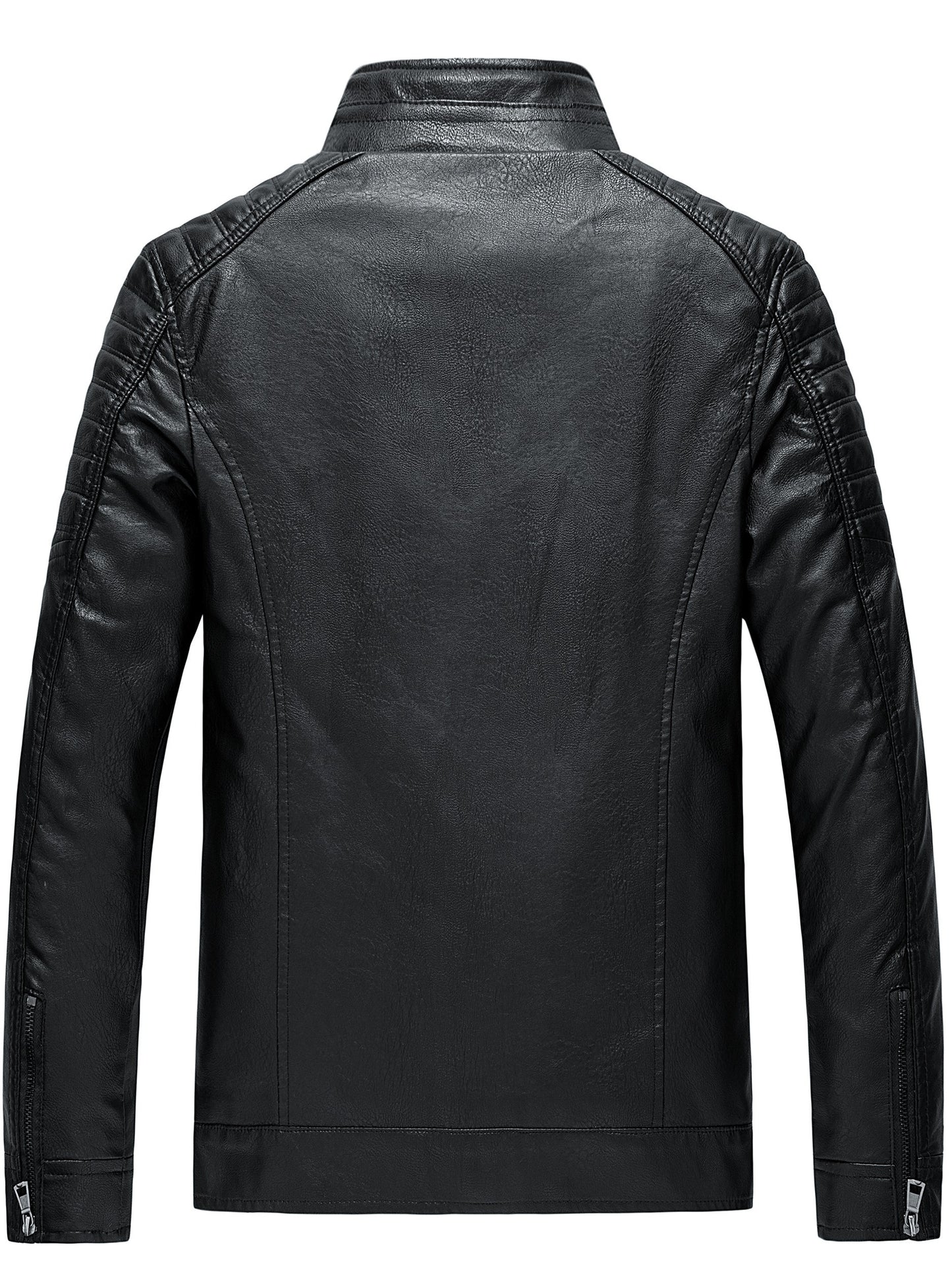 Men's stylish PU leather jacket with zippered pockets for autumn & winter