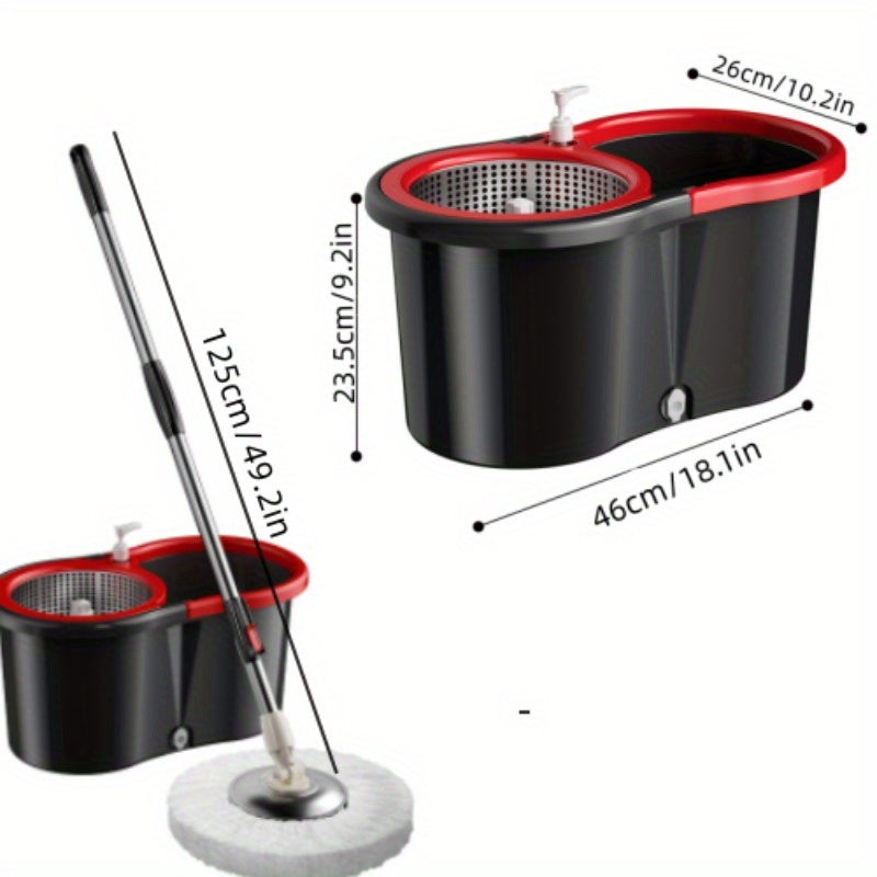 Get the ultimate cleaning solution with our 360° Rotating Mop and Bucket Set, complete with 2 Cloths. Made from durable plastic for efficient cleaning in the kitchen, bathroom, and living room. Perfect for use in your home, dorm, and during the holiday