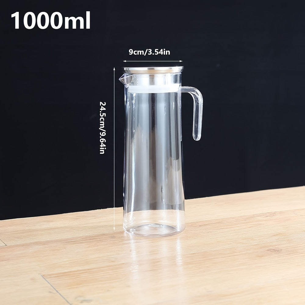 Heat-resistant PC water pitcher with lid and handle, suitable for hot and cold beverages, cold brew, iced tea, and juice. A must-have accessory for your kitchen and dining needs.