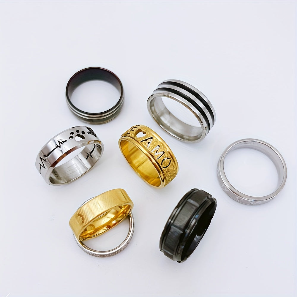 A set of 20 fashion rings made of stainless steel in various styles for mixing and matching. Suitable for both men and women, each blind bag contains rings of uncertain styles and sizes.