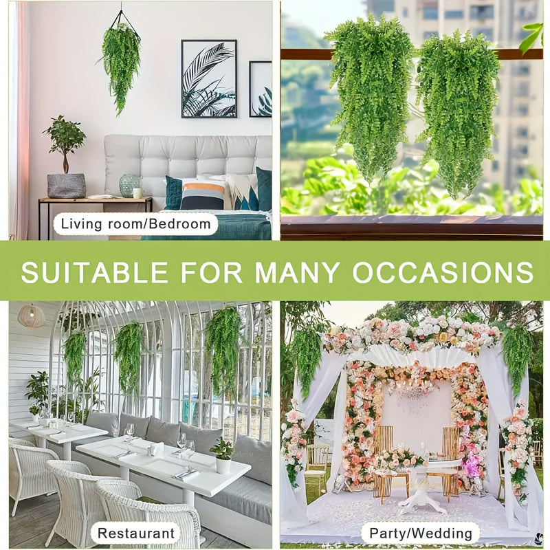 5pcs of artificial hanging eucalyptus vines, UV resistant and suitable for indoor and outdoor walls. Perfect for weddings, room decorations, bedrooms, Christmas, and Thanksgiving.