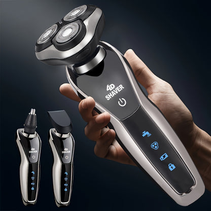 MIGUAN 3-in-1 Electric Shaver with Nose Hair Trimmer, USB Rechargeable, 3D Floating Shaving, Men's Grooming, 600mAh Battery.