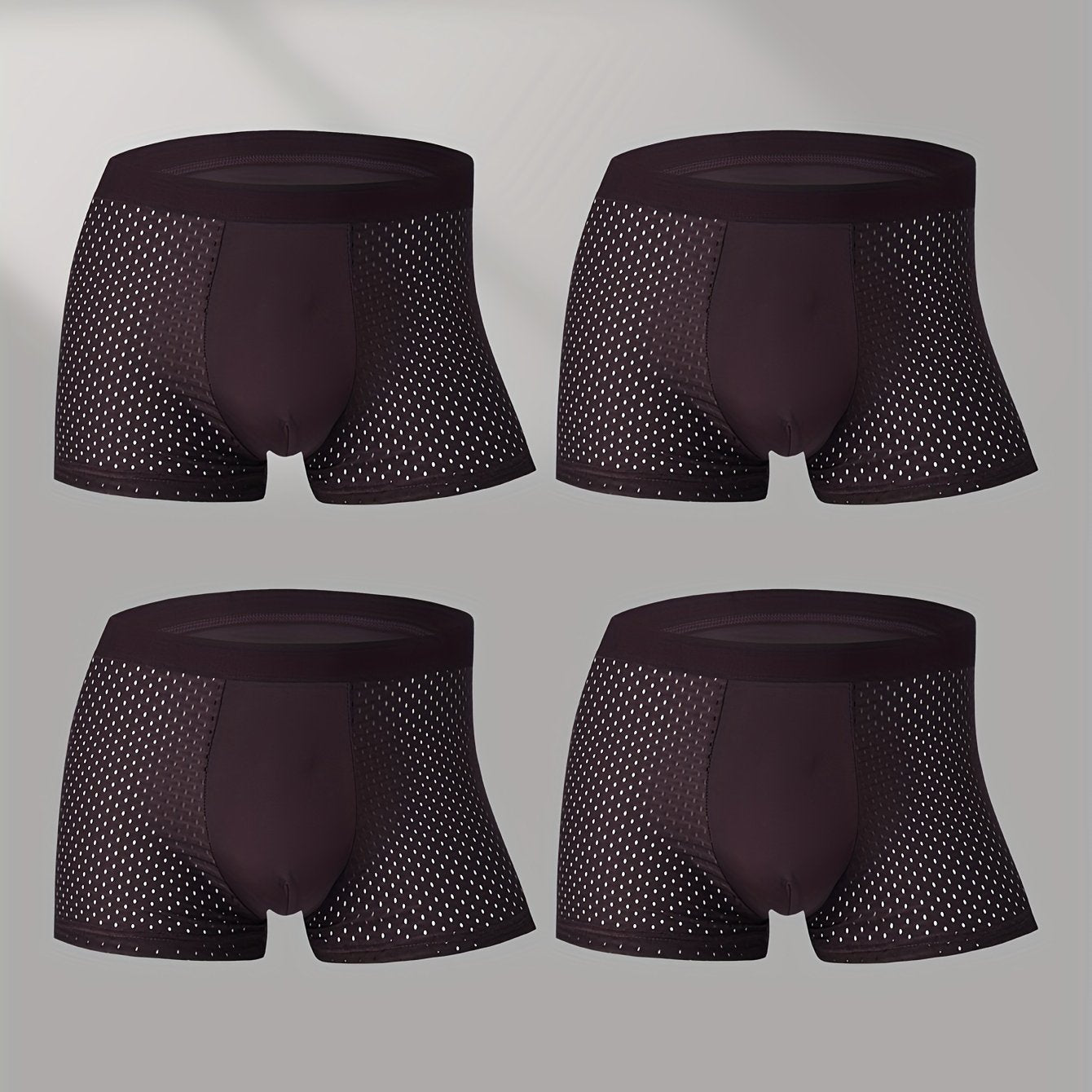 Set of 4 men's breathable mesh boxer shorts.