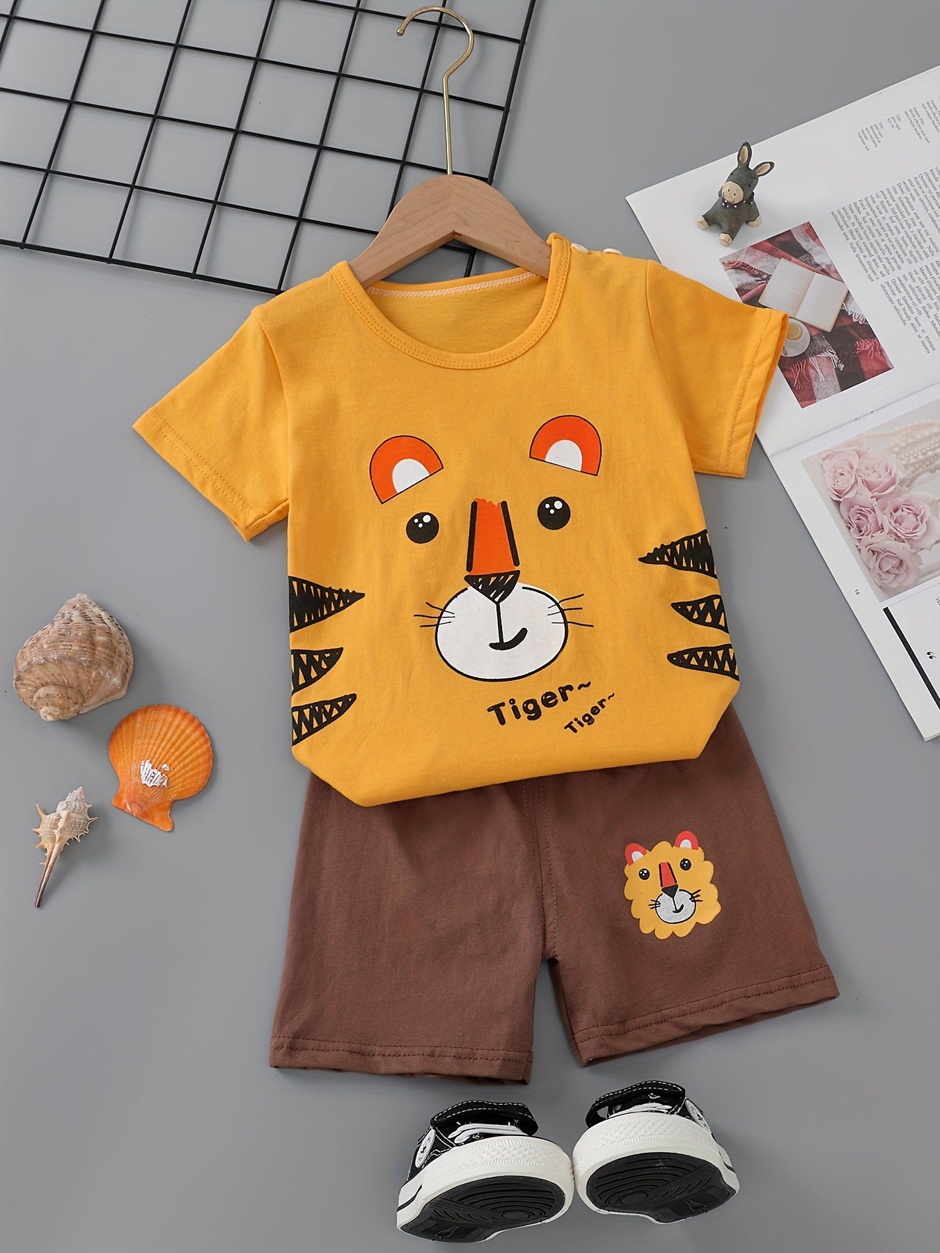 3 Sets of Cute Casual Pure Cotton Shorts with Animal and Car Print, Soft and Breathable