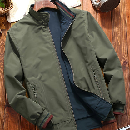 Men's Casual Reversible Sports Jacket made of Polyester, suitable for Spring/Fall season with a Comfortable Loose Fit.