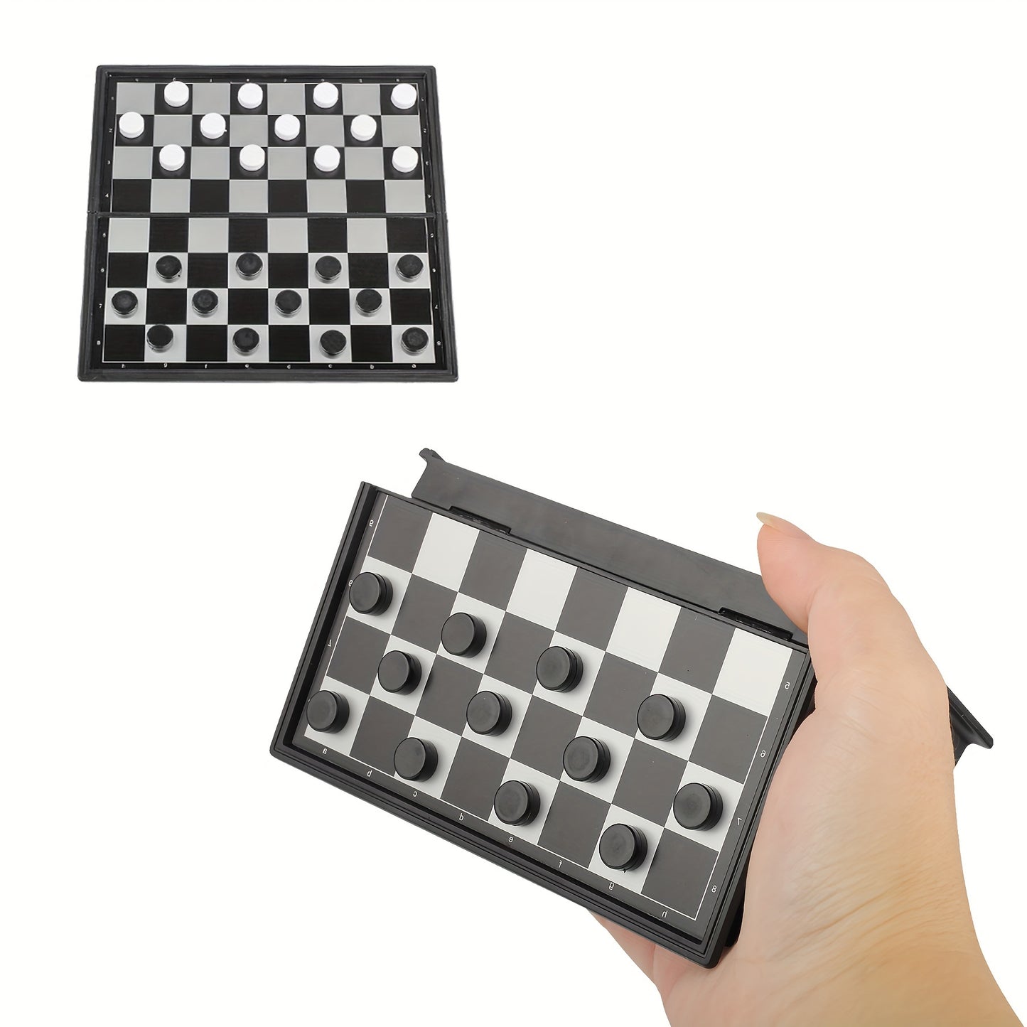 Mini Magnetic Chess Board Games and Classic Backgammon Set, Small Portable Folding Travel Set with 12.7cm Magnetic Chess.