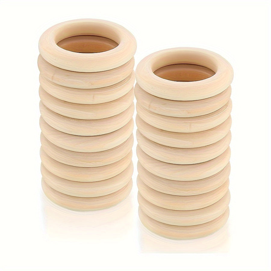 Set of 24 5cm/1.97inch Natural Wood Rings for Crafting, Macrame, and DIY Projects. Unpainted Wooden Rings for Jewelry Making and Pendant Connectors