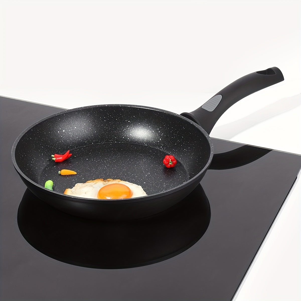 Non-Stick Frying Pan with Cast Iron Skillet and Marble Coating - Ideal for Induction and Gas Stoves, Low Smoke Production, Perfect for Pancake Cooking - Great Kitchen Gift