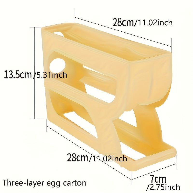 Large capacity refrigerator egg storage box with automatic egg roller slide and 4-layer ladder design.