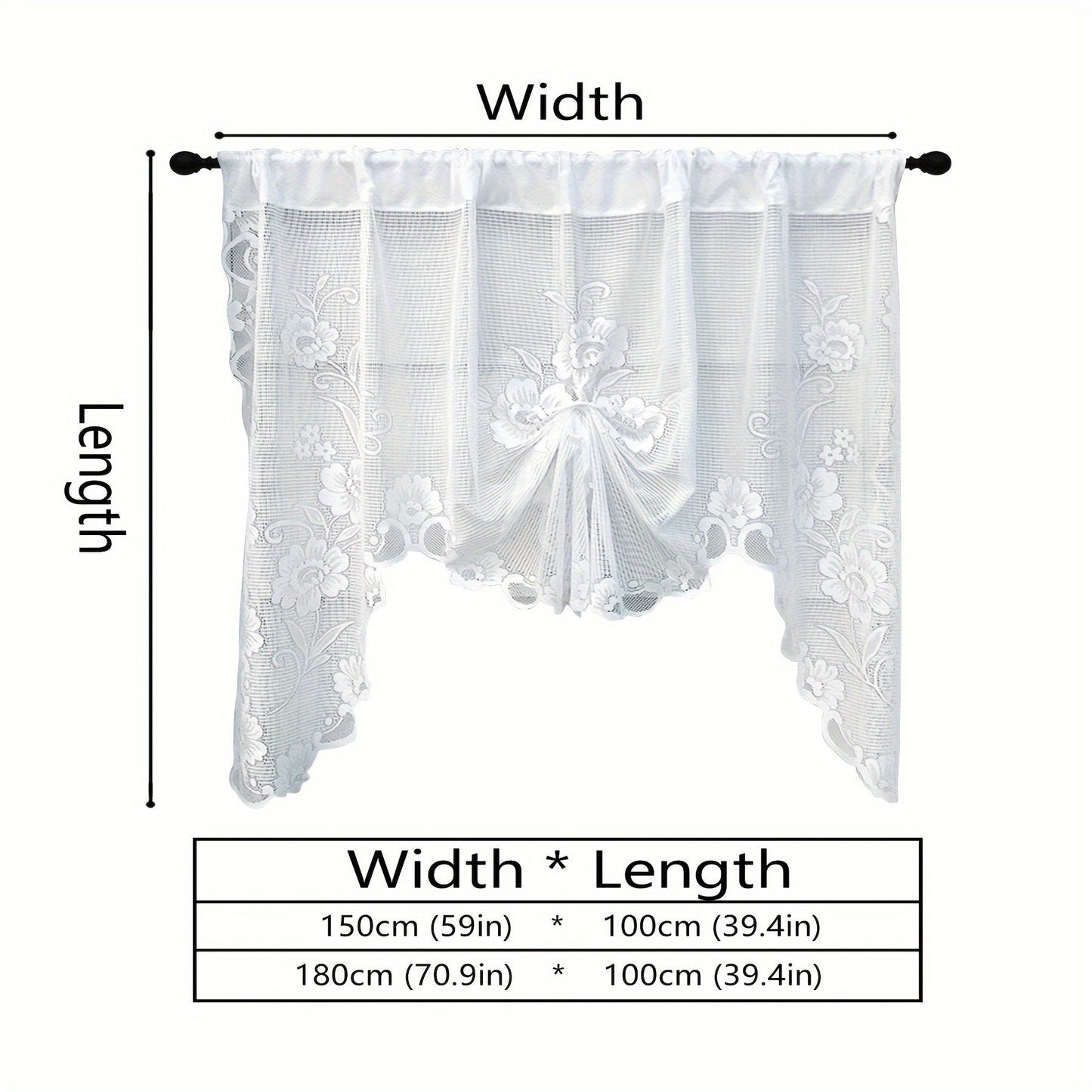 Set of 2 Butterfly Pull Curtains and 2 Floral Lace Peephole Curtains - featuring Pole Pocket Design for Easy Hanging. Beautiful Butterfly and Floral Designs, perfect for Curved Doors and Windows. Ideal for adding a touch of elegance to Living Rooms