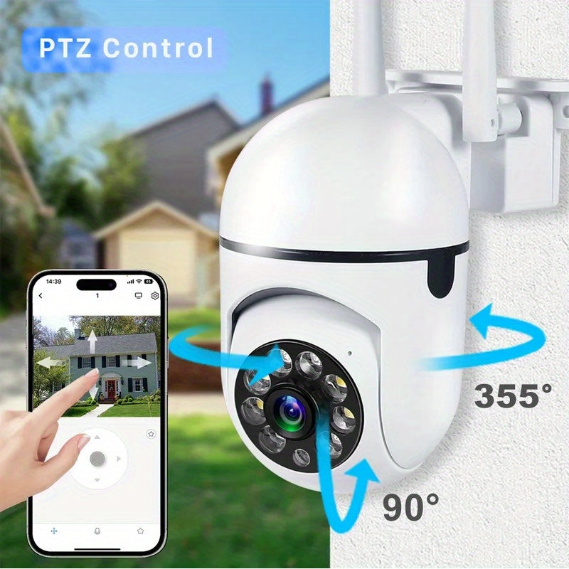 Take control of your security with the Compact 360° PTZ Security Camera. This camera comes equipped with a 32GB card for easy storage, WiFi connectivity for remote monitoring, two-way audio capabilities, motion detection alerts, and active defense