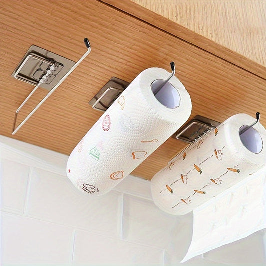 Kitchen paper towel holder, bathroom and living room hanger made of stainless steel without perforations.