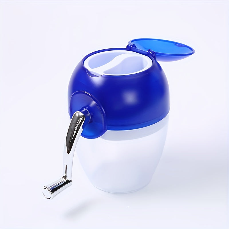 Compact and portable, the Mini Manual Ice Shaver is a handheld plastic ice crusher perfect for home use. With a square-shaped design and under 1L capacity, this convenient ice grinding machine does not require electricity to operate. Ideal for creating