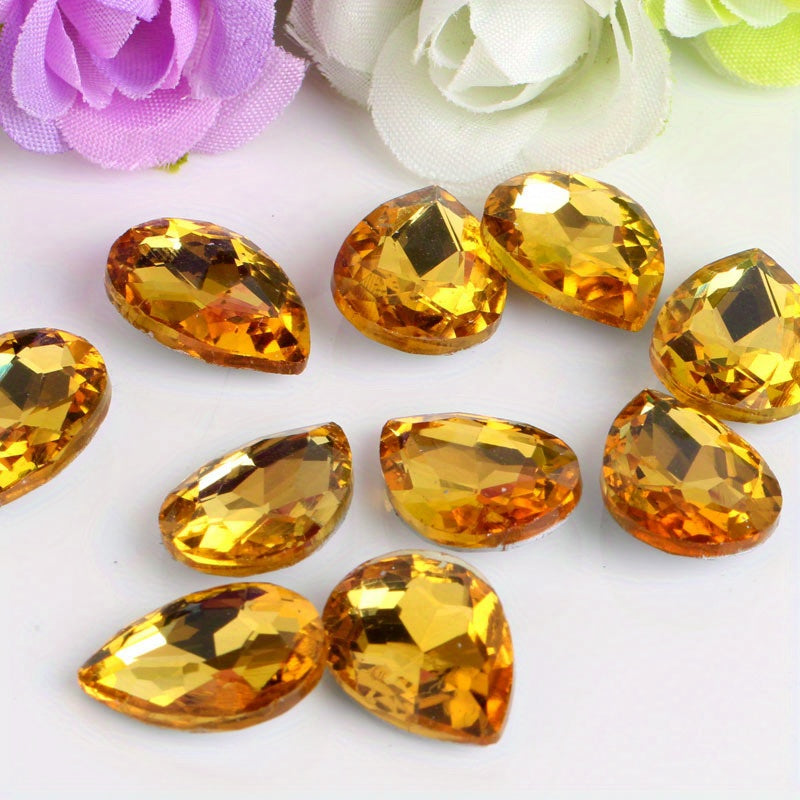 Set of 30 Vibrant Teardrop Rhinestones, Perfect for Adding a Pop of Color to Your DIY Necklace, Bracelet, or Keychain Creations