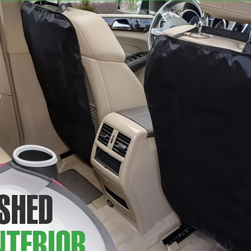 Two premium waterproof car seat back protectors, designed to withstand the messes of youngsters and protect upholstery from dirt, scratches, and spills. Easy to clean and install, these durable kick mats are a must-have for any car owner.