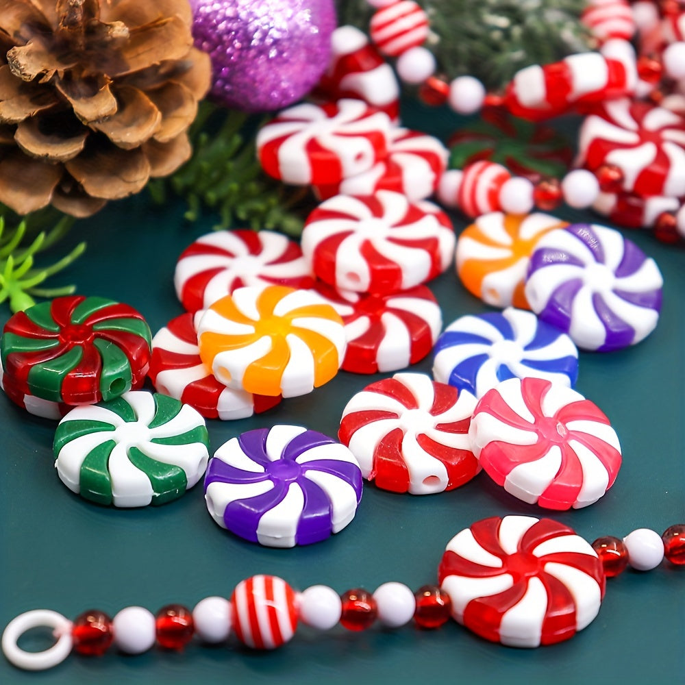 Christmas tree decorations in red and white, including peppermint candy cane charms, available in packs of 10, 30, or 50. Perfect for DIY decorating and giving as New Year gifts.