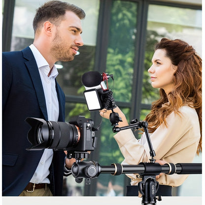 Lightweight horizontal pole with small camera swing arm for shooting vertically at 90 degrees. Compatible with DSLR, mirrorless cameras, and mobile phones. Bottom interface is 3/8 inch and