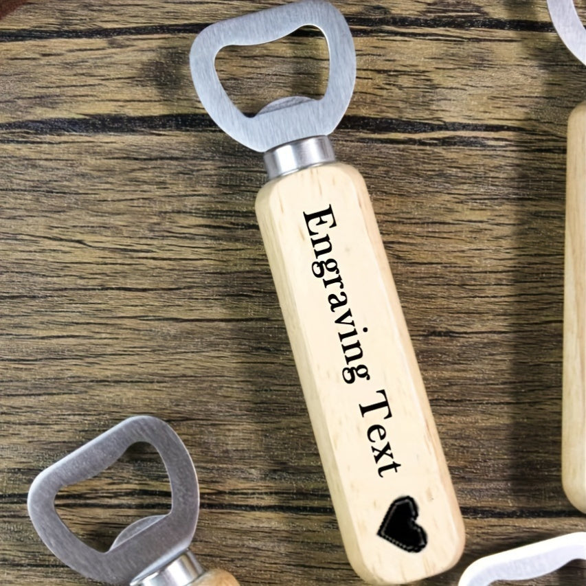 Pack of 50 Custom Engraved Wood Handle Bottle Openers, Stainless Steel Beer Opener for Soda and Beer, Perfect for Personalized Gifts for Weddings, Birthdays, and all Occasions - Including Christmas, Halloween, Thanksgiving, Father's Day, and Graduation.