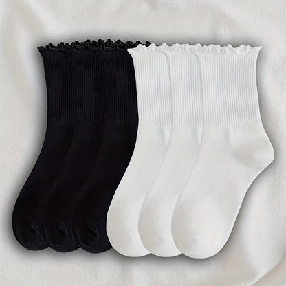 6 pairs of lettuce trim socks, comfortable and breathable, suitable for all occasions, for women.