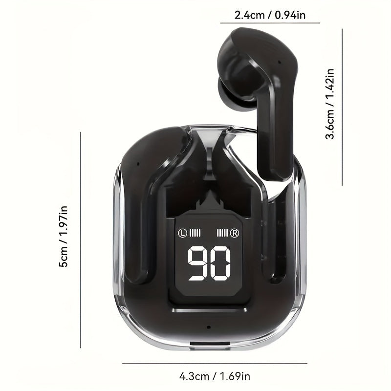 Compact TWS Wireless Earbuds with LED Battery Indicator, ideal for sports & gaming.