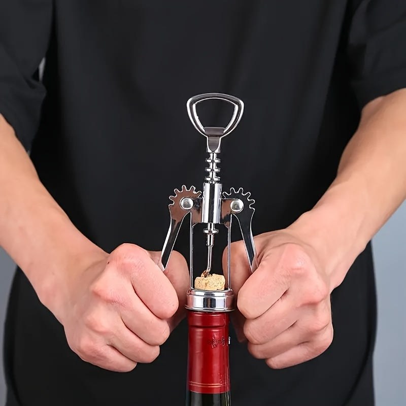 Silver Red Wine Bottle Opener: 1 Piece of Zinc Alloy Creative Wine Cork Opener Wholesale Kitchen Gadget