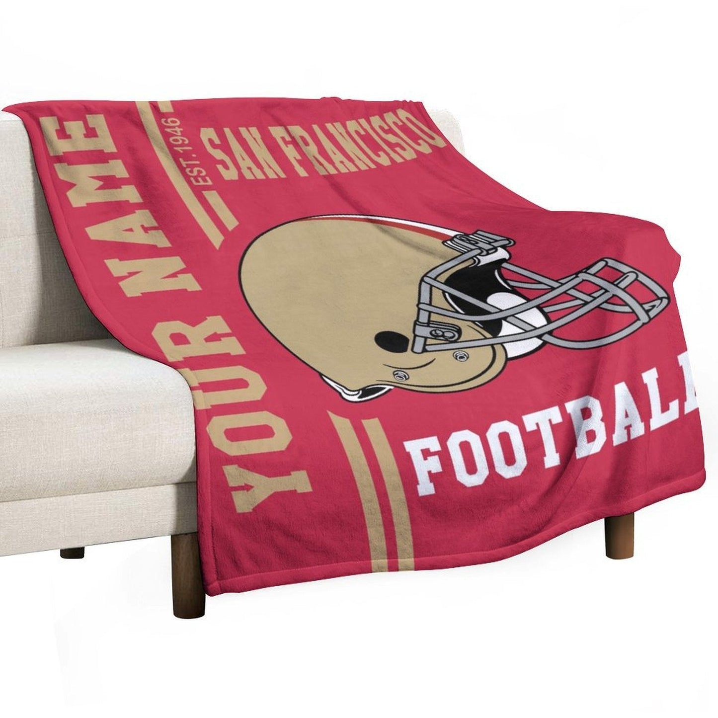 Personalized San Francisco Football Theme Hug Blanket - Custom Name Included, Ideal Gift for Men, Women, and Boys - Perfect for Sofa, Bed, or Decoration, Made of Polyester Knitted Fabric, Ideal for Fans of the Team