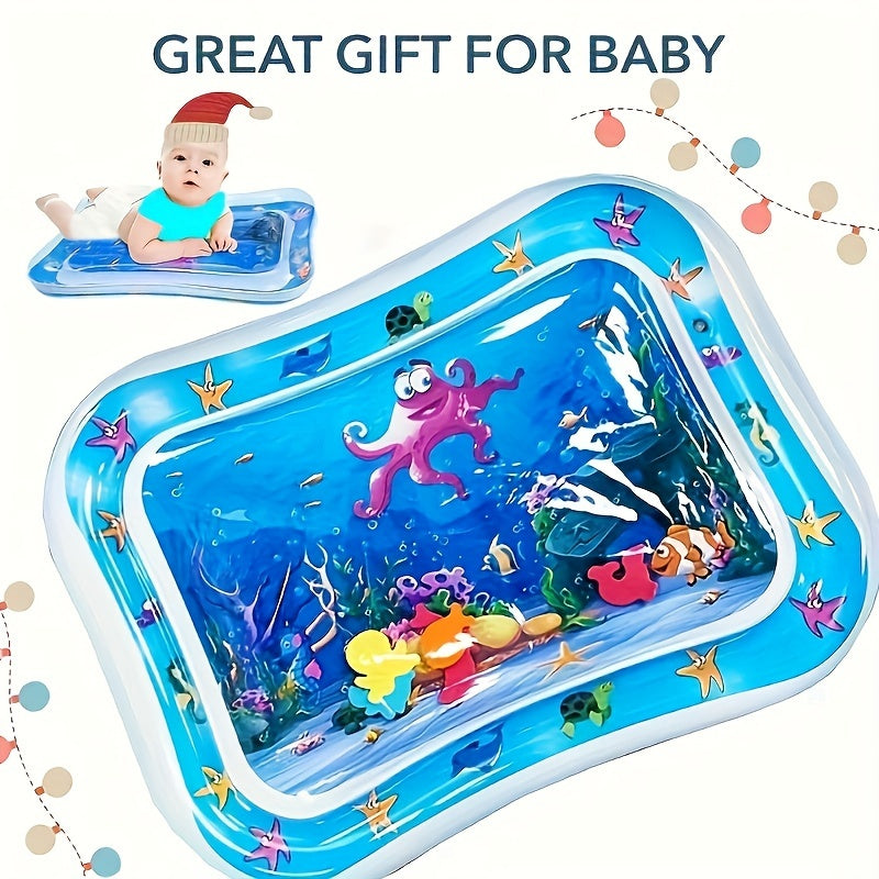 Bestselling Premium Inflatable Tummy Time Water Mat for Babies & Kids in Blue PVC - Perfect Activity Center for Development - Great Gift for Halloween, Christmas, Thanksgiving - Encourages Children's Growth - 1pc