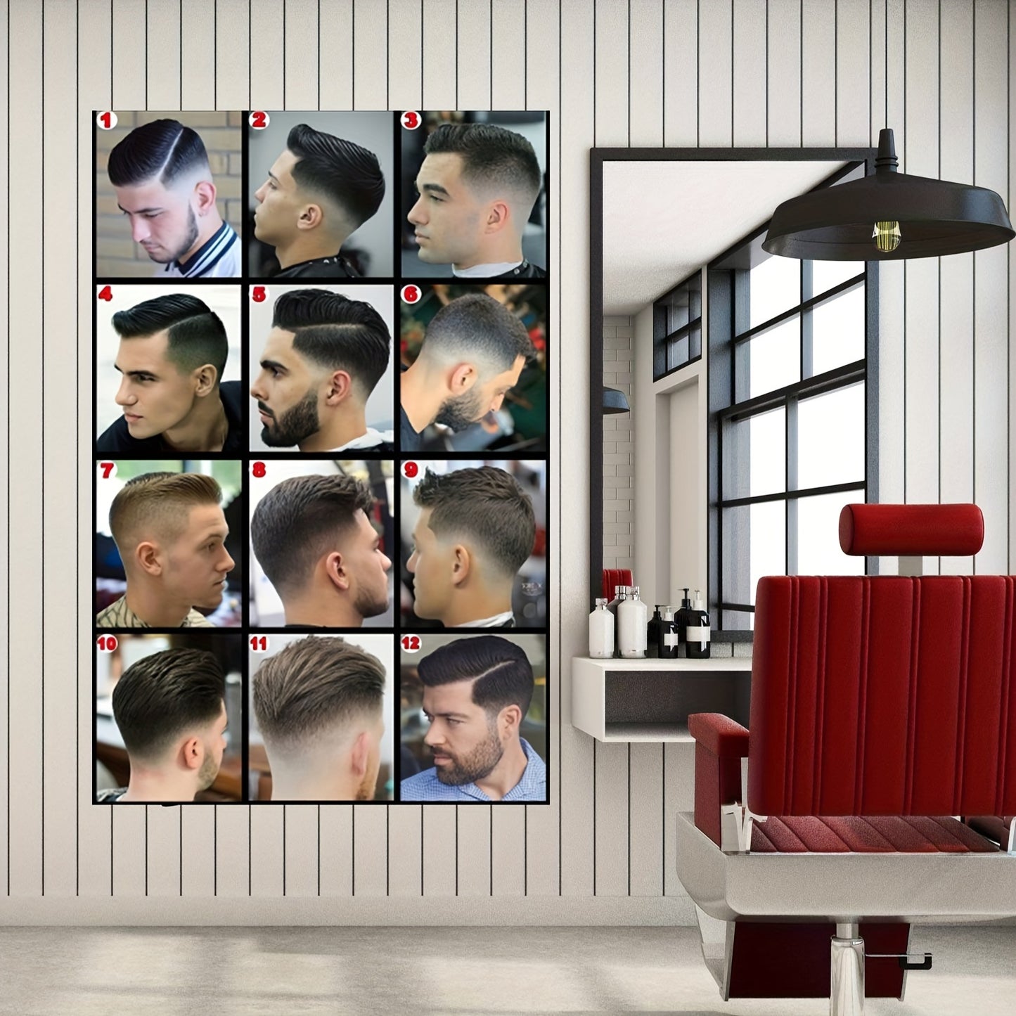 Canvas poster featuring modern art of barbershop haircuts and men's fashion, perfect gift for any room, fall decor, frame not included.