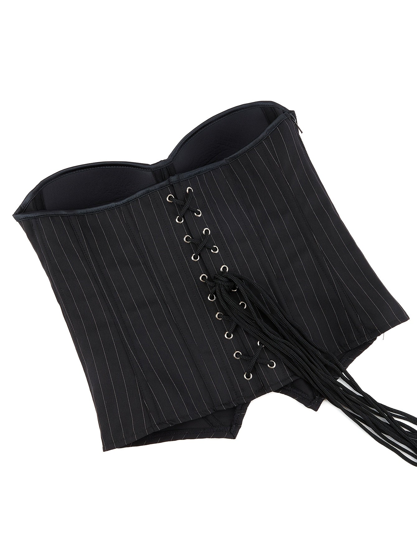 Sophisticated Striped Corset Top for Women with Built-in Bra Cups, Hand Washable.