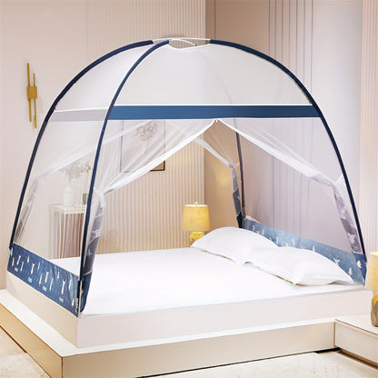 1pc Pop-Up Mongolian Yurt Mosquito Net: Quick setup, 360° all-round protection, large space cartoon tent bed canopy, summer bedroom bedding home fashion decor, dust-proof cover.