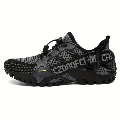 Men's Breathable Knitted Sneakers for Hiking and Climbing in Spring and Summer, Non-Slip and Wear-resistant.