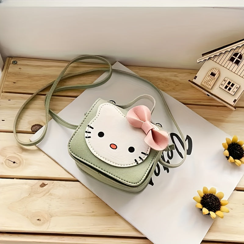 Sanrio Hello Kitty Mini Crossbody Bag features a cute cartoon design, PU material, washable, snap closure, and multiple color options. Perfect for women's fashion accessories, casual