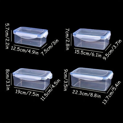 Set of 4 Square Food Storage Containers with Easy-to-Use Flip-Top Lids, Made of Polypropylene Material, Suitable for Microwave, Ideal for Organizing Kitchen, Storing Meat, Fruit and Vegetables - Hand Wash Suggested