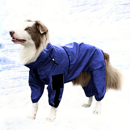 Winter dog jacket with fleece lining, windproof and waterproof, suitable for small to large breeds. Zip-up ski suit for pets.