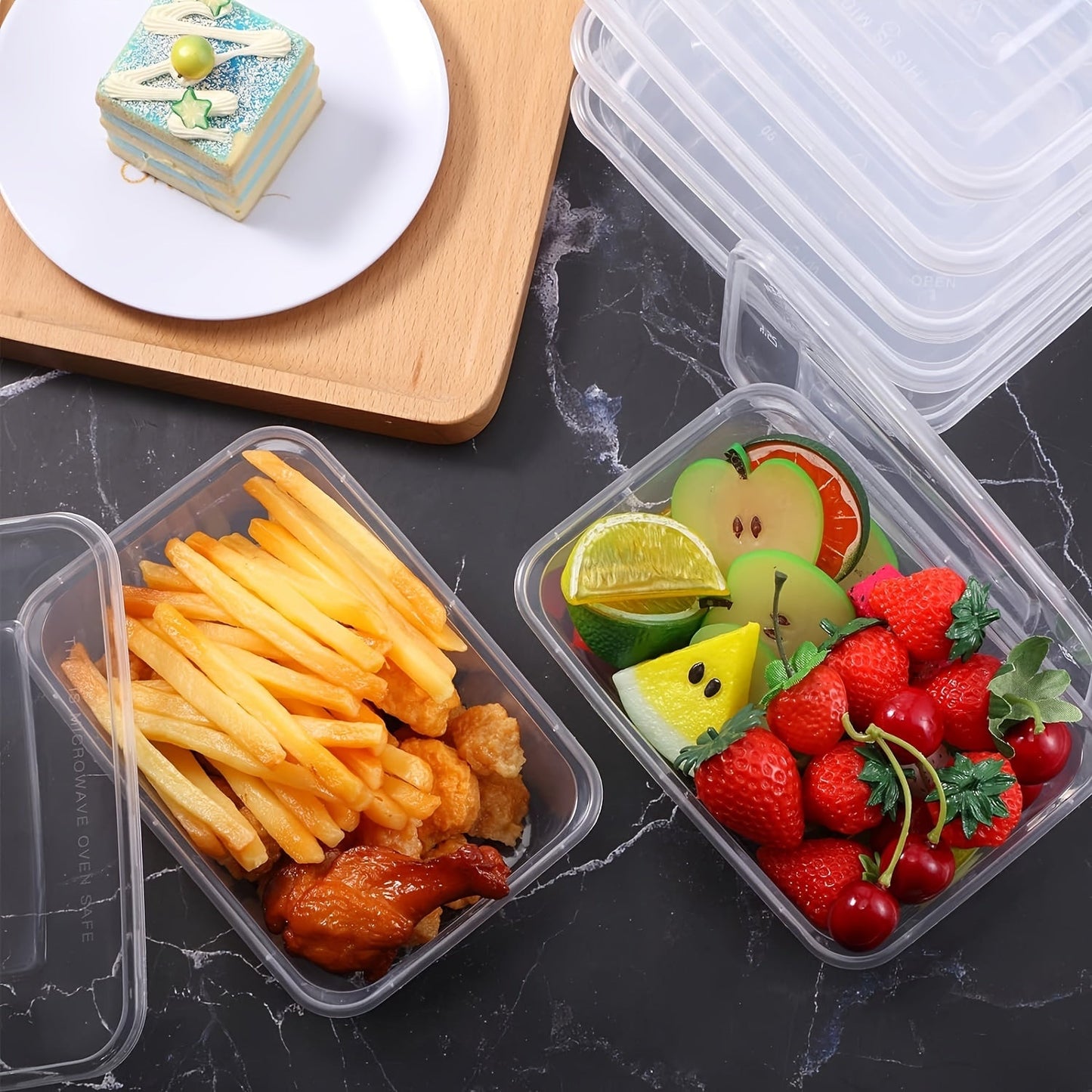 Choose from 10, 30, or 50 pieces of 28oz BPA-Free Transparent Plastic Food Storage Containers with Leakproof Lids. These containers are stackable, microwave safe, and perfect for meal prep, portion control, and storing fruits, nuts, and snacks.