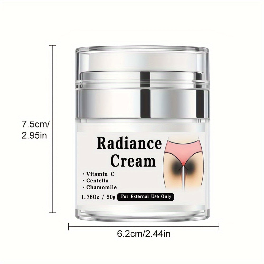 1.76oz/50g Radiance Cream for private parts care, contains Vitamin C, Niacinamide, Centella Asiatica, and Chamomile extract, suitable for sensitive areas such as underarms, joints, butt