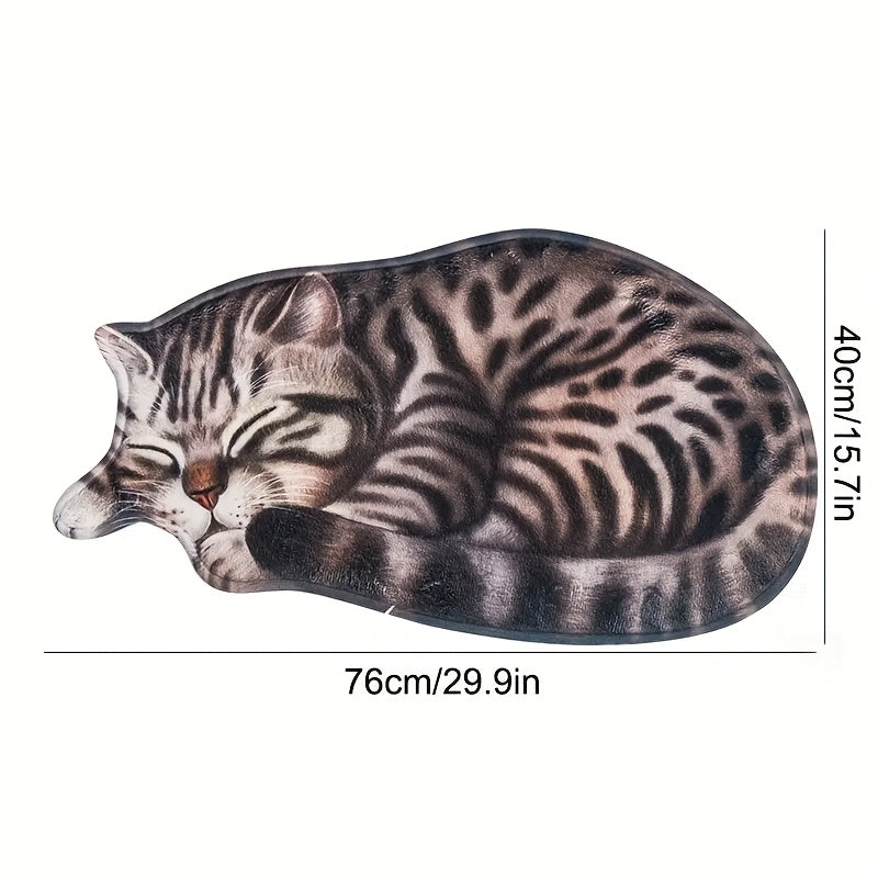 Cute Cat Design Fast-Drying Kitchen Mat - Slip-Resistant, Super Soft Rug for Bathroom, Bedroom, Living Room | Easy-Clean Home Decoration, Safe for Machine Washing