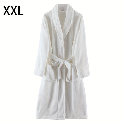 Thickened flannel bathrobe for autumn/winter, cozy unisex nightwear for home.