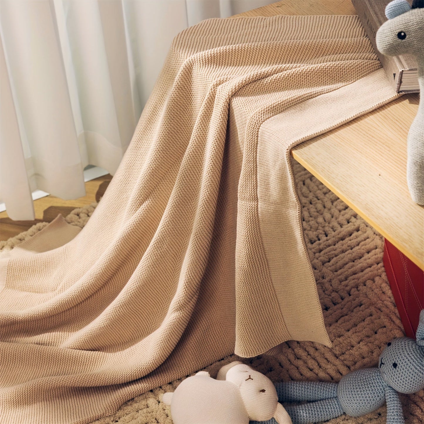 Stay cozy with our Soft Knitted Baby Swaddle Blanket - Ideal for Strollers and Cribs!