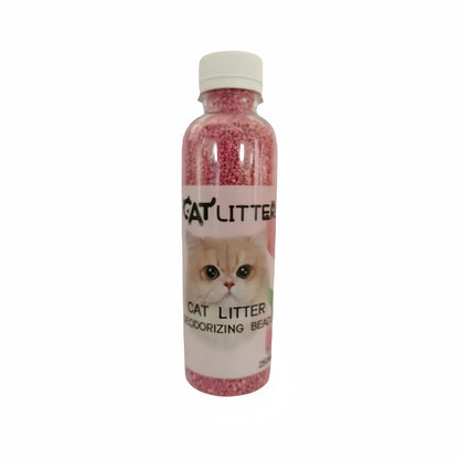 1 bottle of cat litter deodorizing beads made from natural plant-based activated carbon particles to eliminate odors, add a fresh fragrance to the litter box, and keep the pet environment