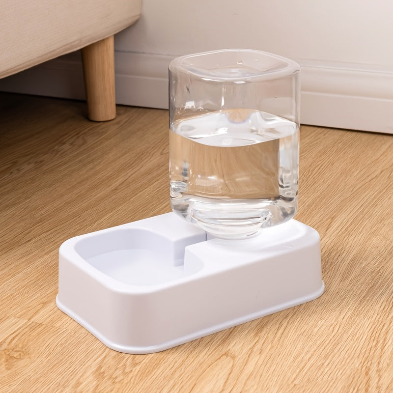 Convenient 2-in-1 Pet Feeder & Water Dispenser for Cats and Dogs - No Batteries Needed, Durable Plastic, Fresh Water Fountain and Food Storage Bowl, Perfect for Indoor Use