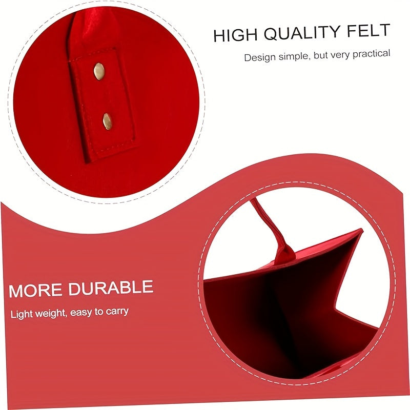 Red Felt Wood Storage Bag for Firewood, Strong and Long-lasting Firewood Carrier, Simple to Carry, a Practical Accessory for Home Kitchen Fireplace, Convenient Wall-Mounted Firewood Holder Bag.