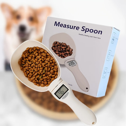 1pc Electronic Scale for weighing pet food, includes measuring spoon.