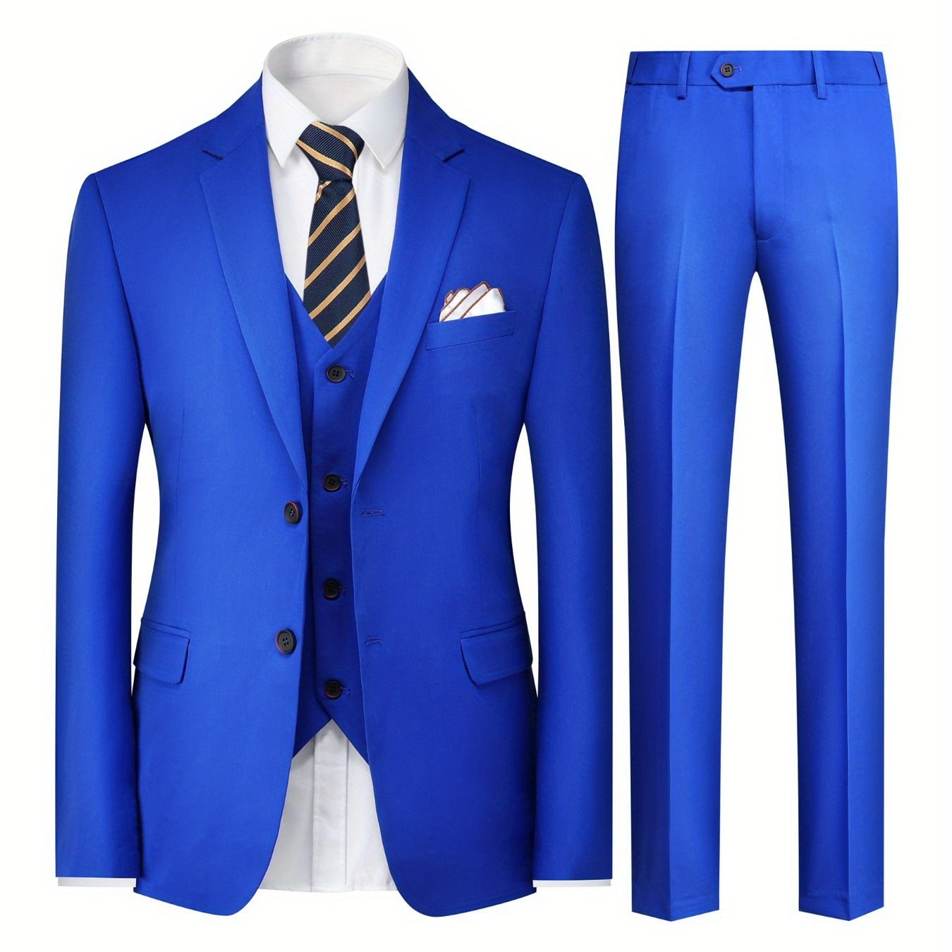 Men's Three-Piece Business Suit in Solid Color