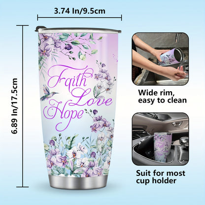 1pc Hummingbird Flower themed insulated coffee tumbler, ideal gift for Mother, Grandma, Mom, Sister, or Daughter on special occasions like birthdays or Valentine's Day.