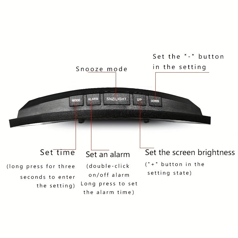 Светодиодные будильники с изогнутым зеркальным экраном и функцией контроля температуры для спален студентов, гостиных, офисов и школ.